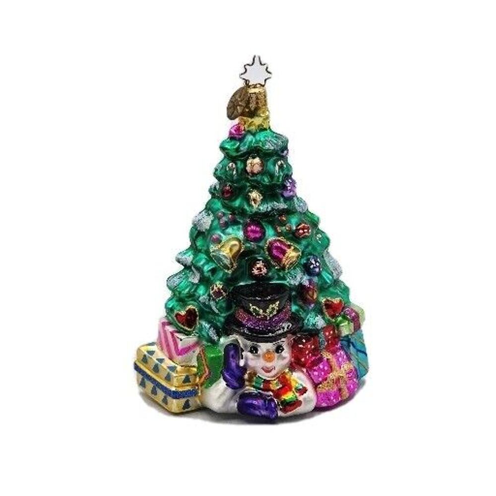Radko CHILLIN' WONDER Christmas Ornament SNOWMAN UNDER CHRISTMAS TREE Vtg In Box